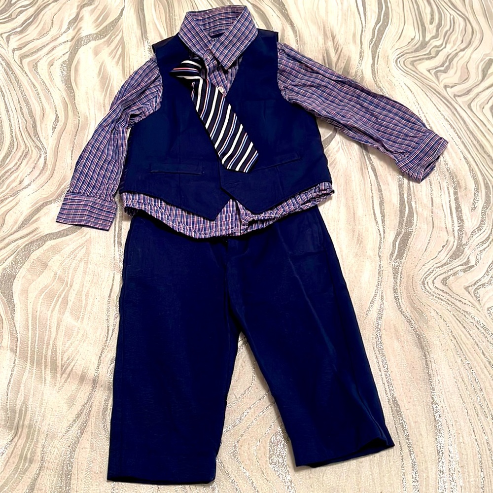 Andy & Evan boys formal wear- slacks, vest, button up shirt & tie, 2T